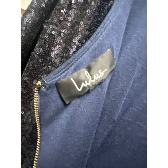Lulu's NWT Let's Dance Navy Blue Sequin Bodycon Midi Dress - Picture 8 of 9